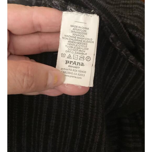 Prana Monica Women's Sweater Dress Black Striped Cowl Neck Size XS - Picture 7 of 8